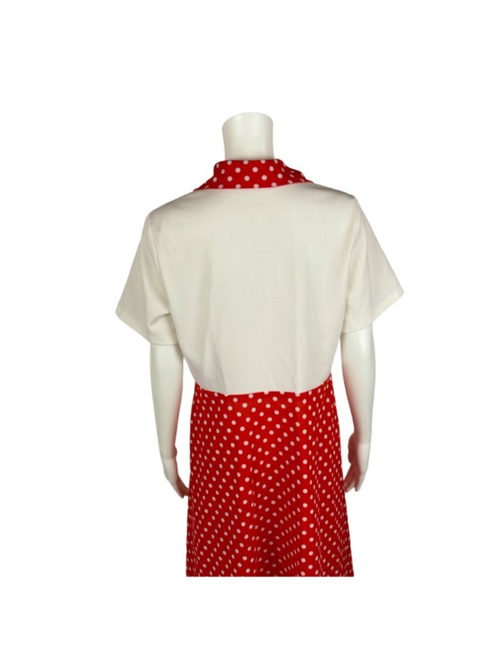 Vintage 70s Polka Dot Dress Women's Large Red White Front Zip Up Mini Minnie Bab - Picture 11 of 11